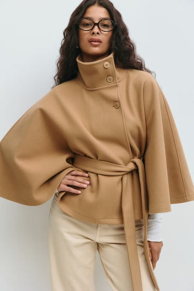 Elegant Belted Cape Coat