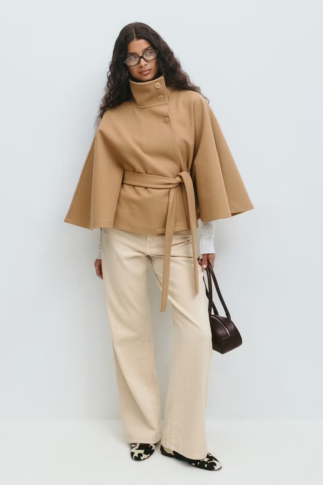 Elegant Belted Cape Coat