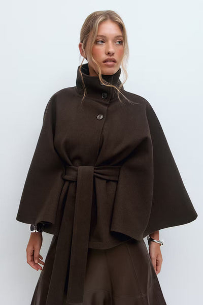 Elegant Belted Cape Coat