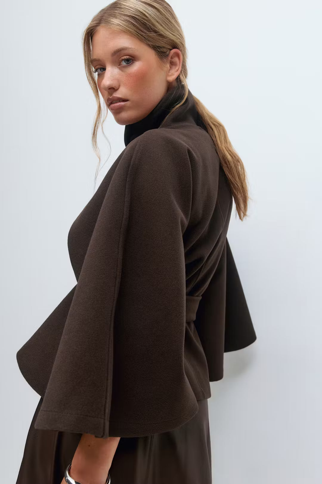 Elegant Belted Cape Coat