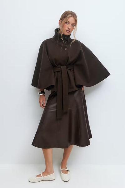 Elegant Belted Cape Coat