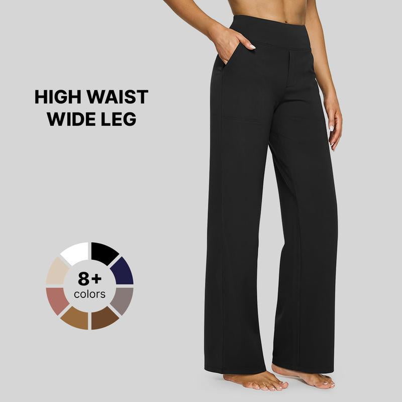 High-Waist Wide Leg Pants with Pockets