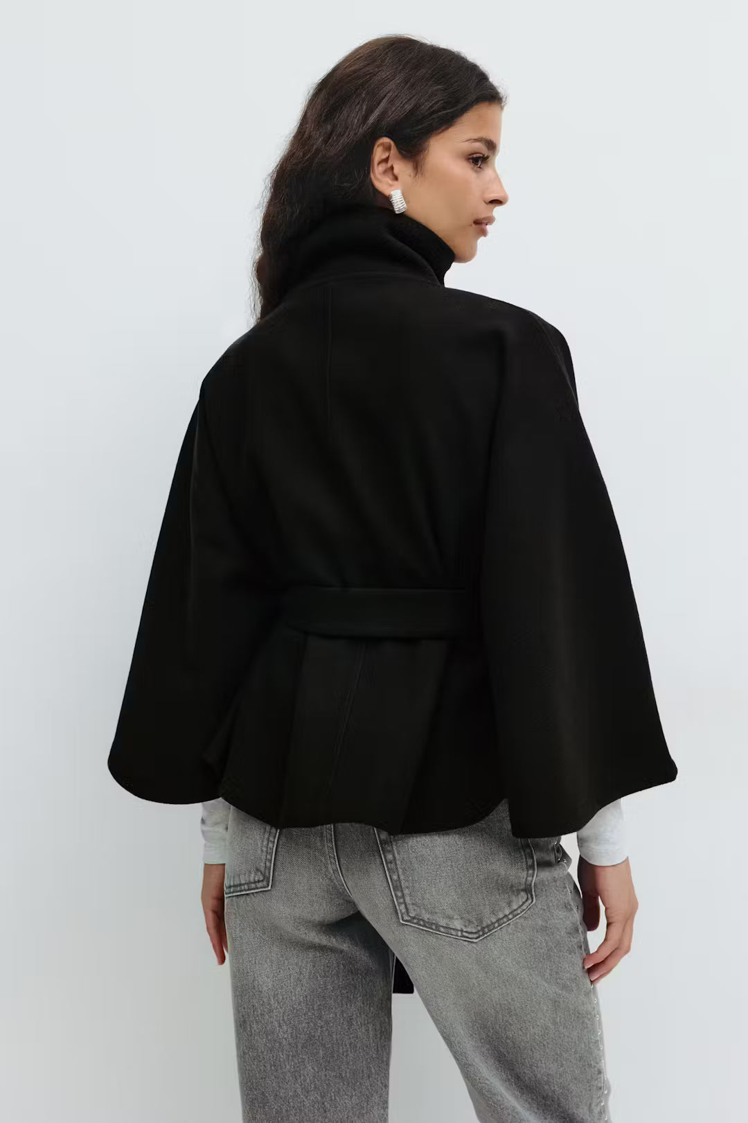 Elegant Belted Cape Coat