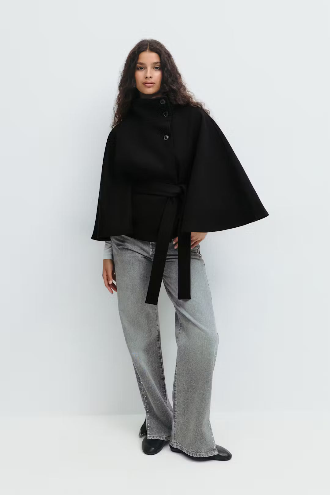 Elegant Belted Cape Coat