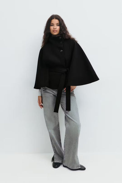 Elegant Belted Cape Coat
