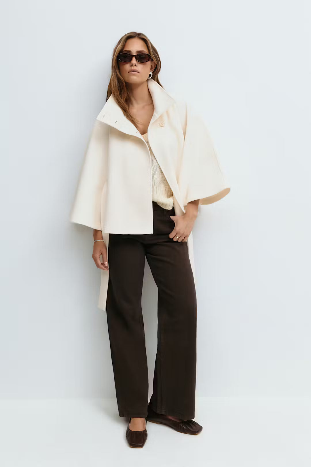Elegant Belted Cape Coat