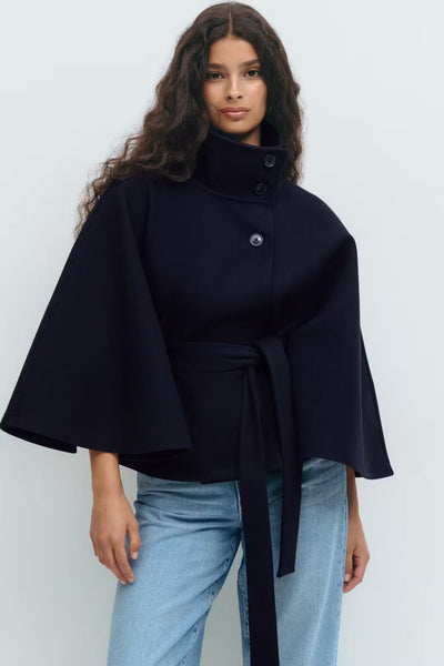 Elegant Belted Cape Coat