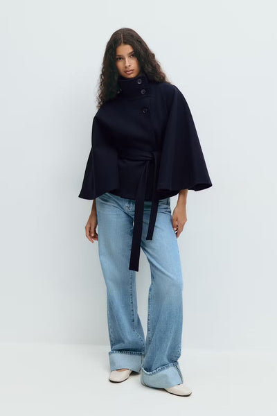 Elegant Belted Cape Coat