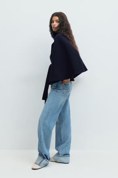 Elegant Belted Cape Coat
