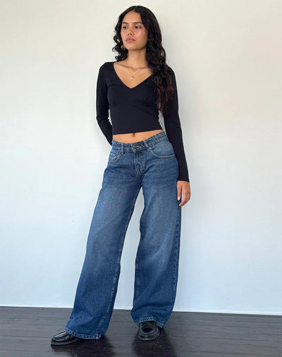 Relaxed fit low-rise wide-leg jeans