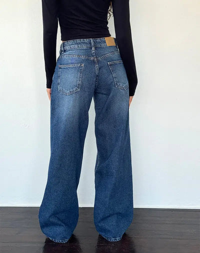 Relaxed fit low-rise wide-leg jeans