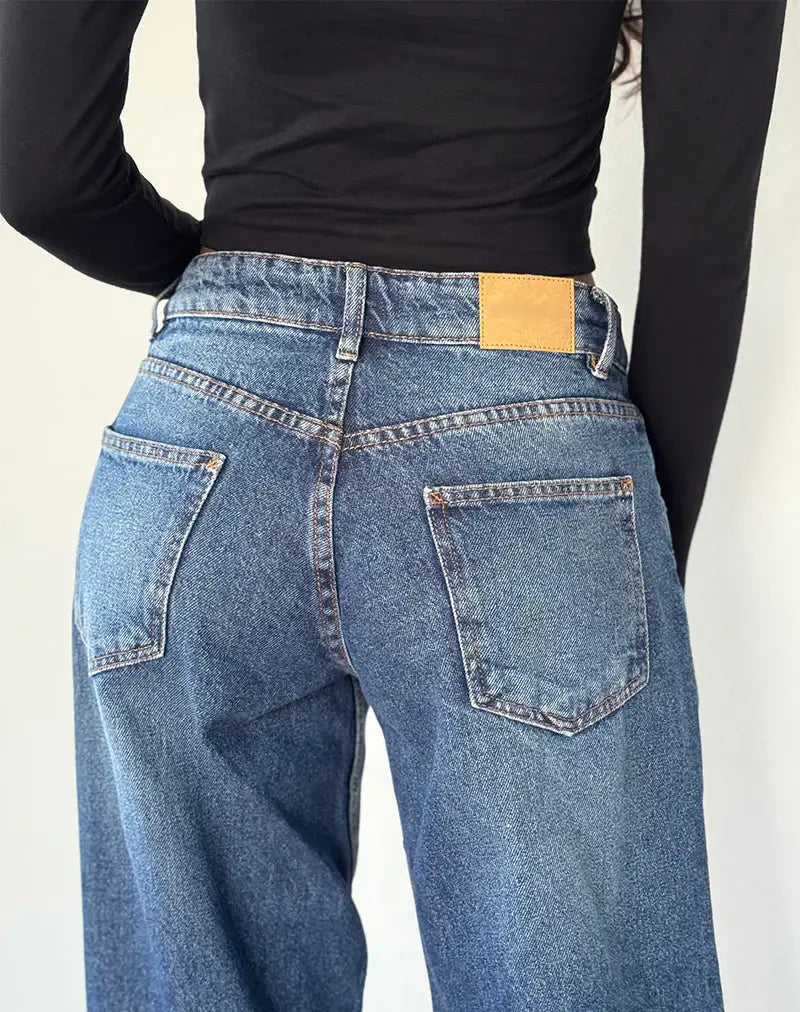 Relaxed fit low-rise wide-leg jeans