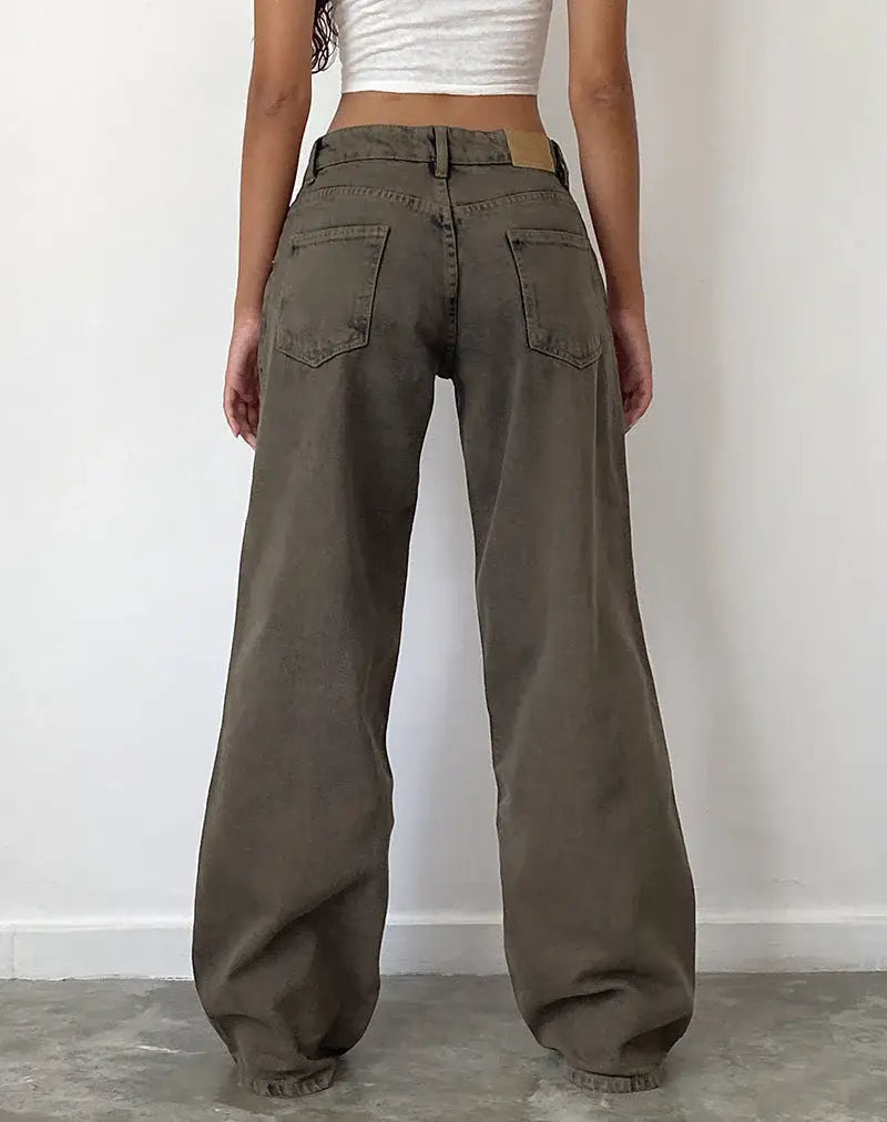 Relaxed fit low-rise wide-leg jeans