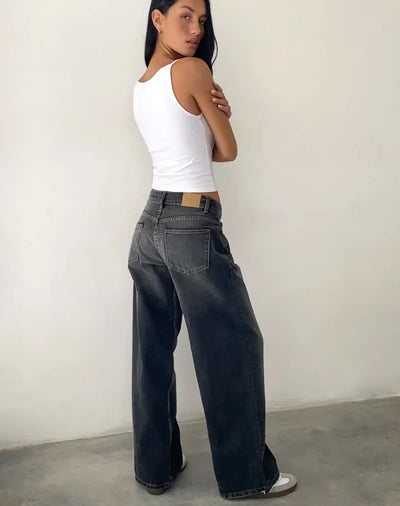 Relaxed fit low-rise wide-leg jeans