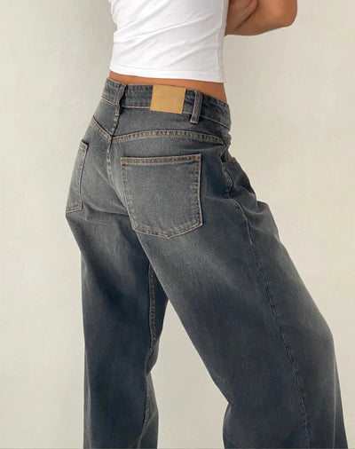 Relaxed fit low-rise wide-leg jeans