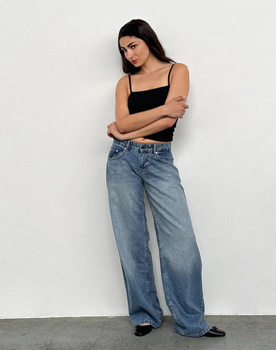 Relaxed fit low-rise wide-leg jeans