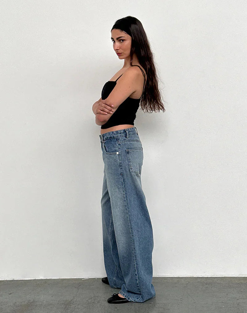 Relaxed fit low-rise wide-leg jeans