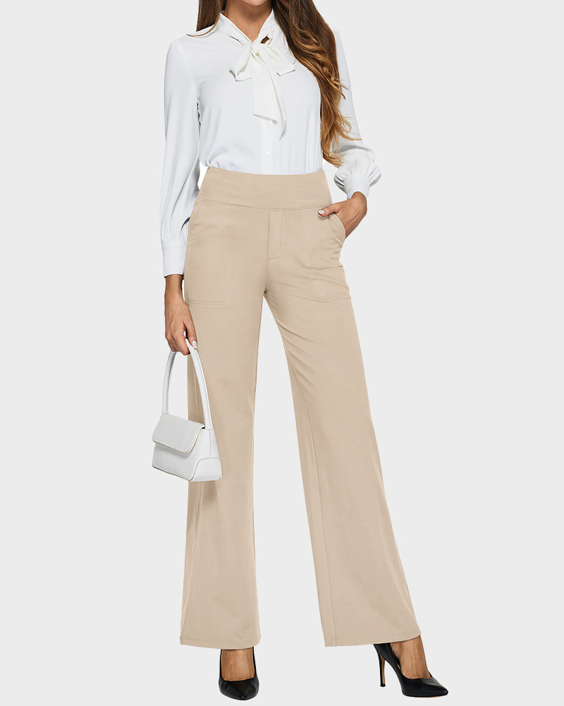High-Waist Wide Leg Pants with Pockets