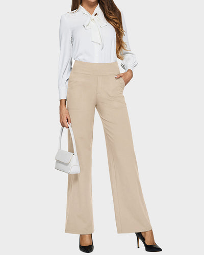 High-Waist Wide Leg Pants with Pockets