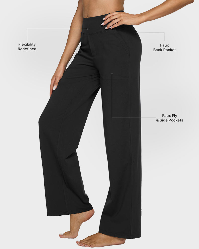High-Waist Wide Leg Pants with Pockets