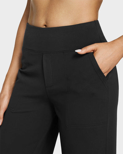 High-Waist Wide Leg Pants with Pockets