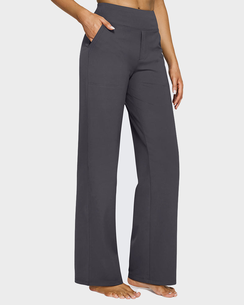 High-Waist Wide Leg Pants with Pockets