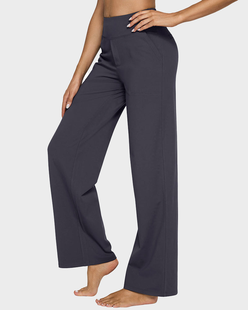 High-Waist Wide Leg Pants with Pockets