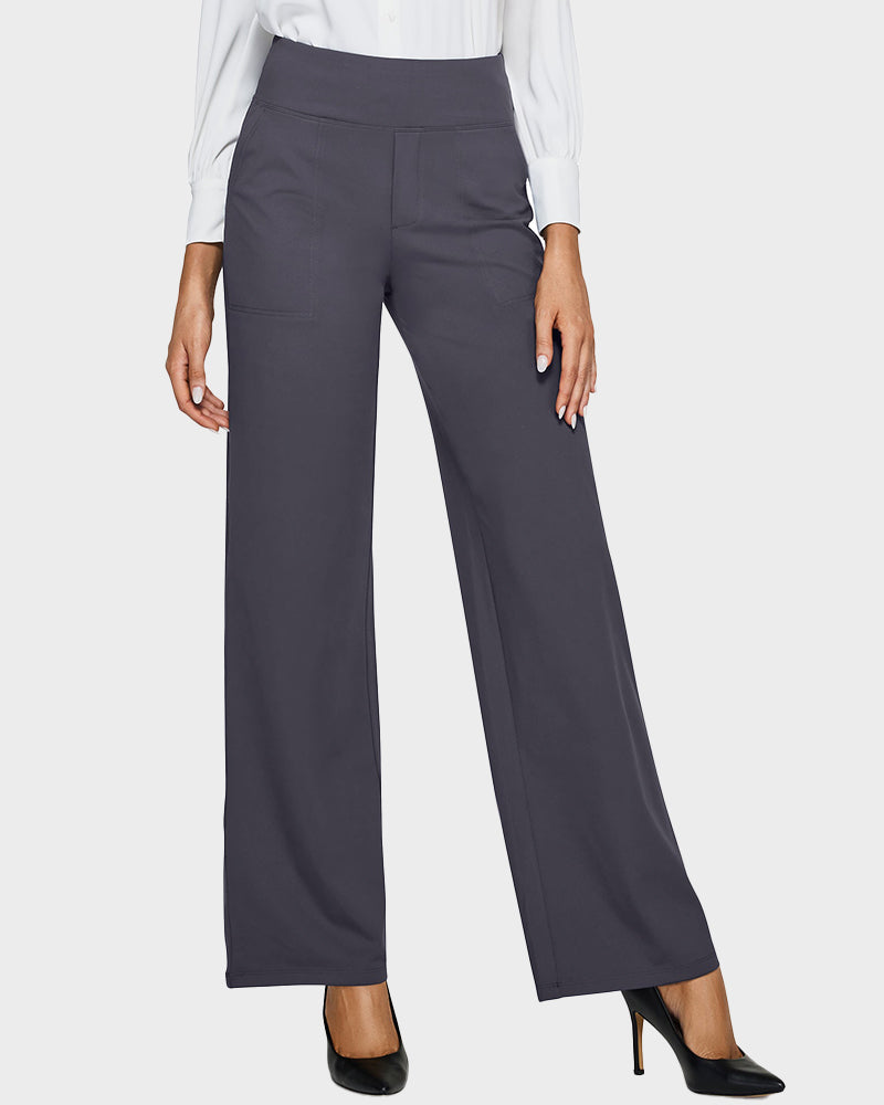 High-Waist Wide Leg Pants with Pockets