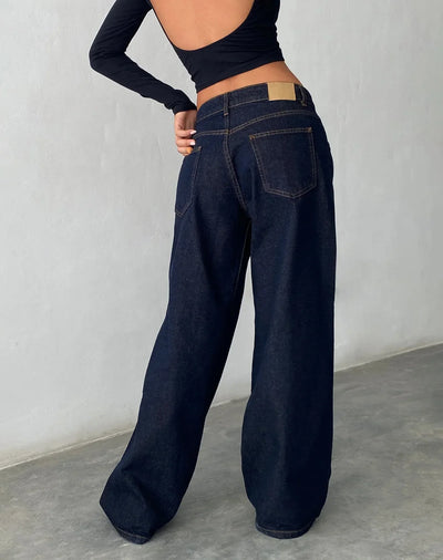 Relaxed fit low-rise wide-leg jeans
