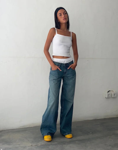 Relaxed fit low-rise wide-leg jeans