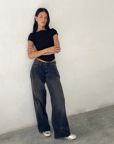 Relaxed fit low-rise wide-leg jeans