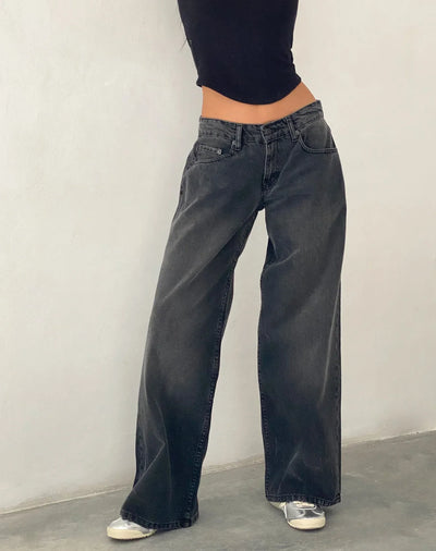 Relaxed fit low-rise wide-leg jeans