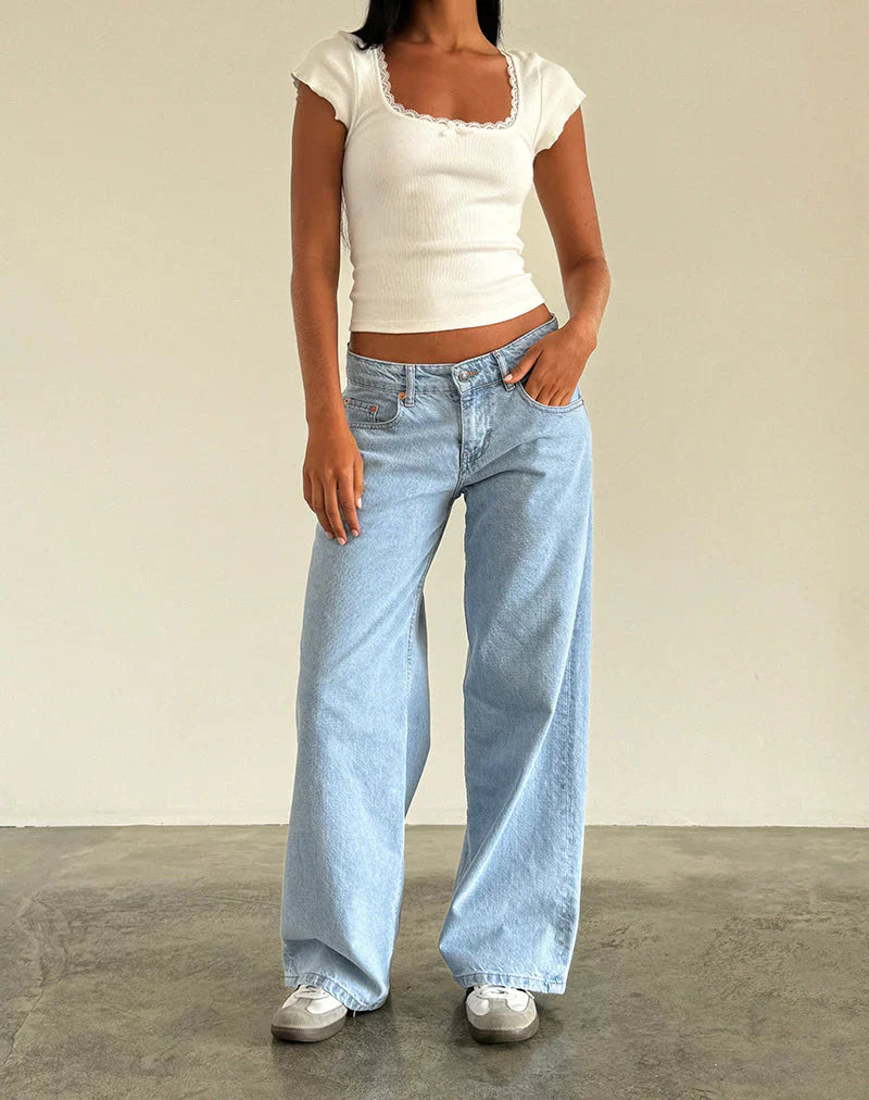 Relaxed fit low-rise wide-leg jeans