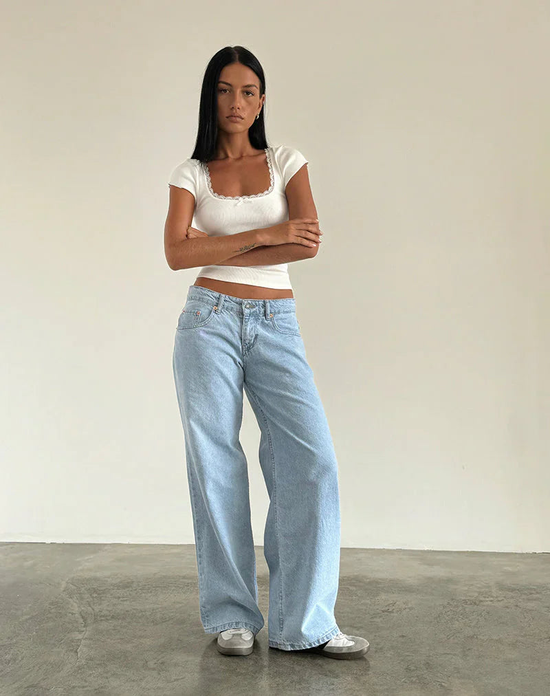 Relaxed fit low-rise wide-leg jeans