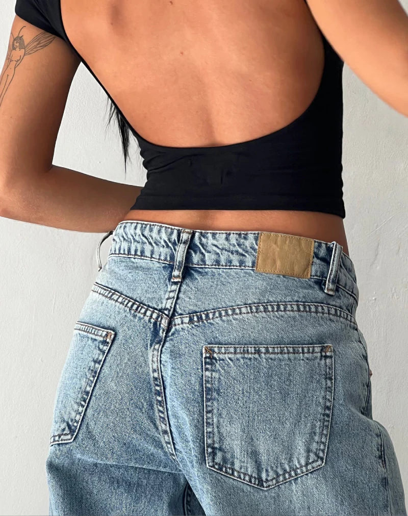 Relaxed fit low-rise wide-leg jeans