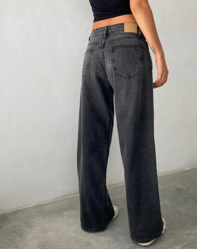 Relaxed fit low-rise wide-leg jeans