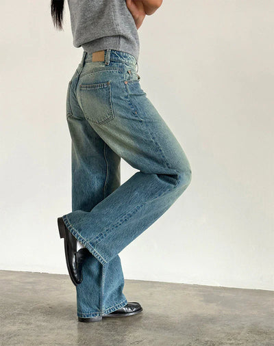 Relaxed fit low-rise wide-leg jeans