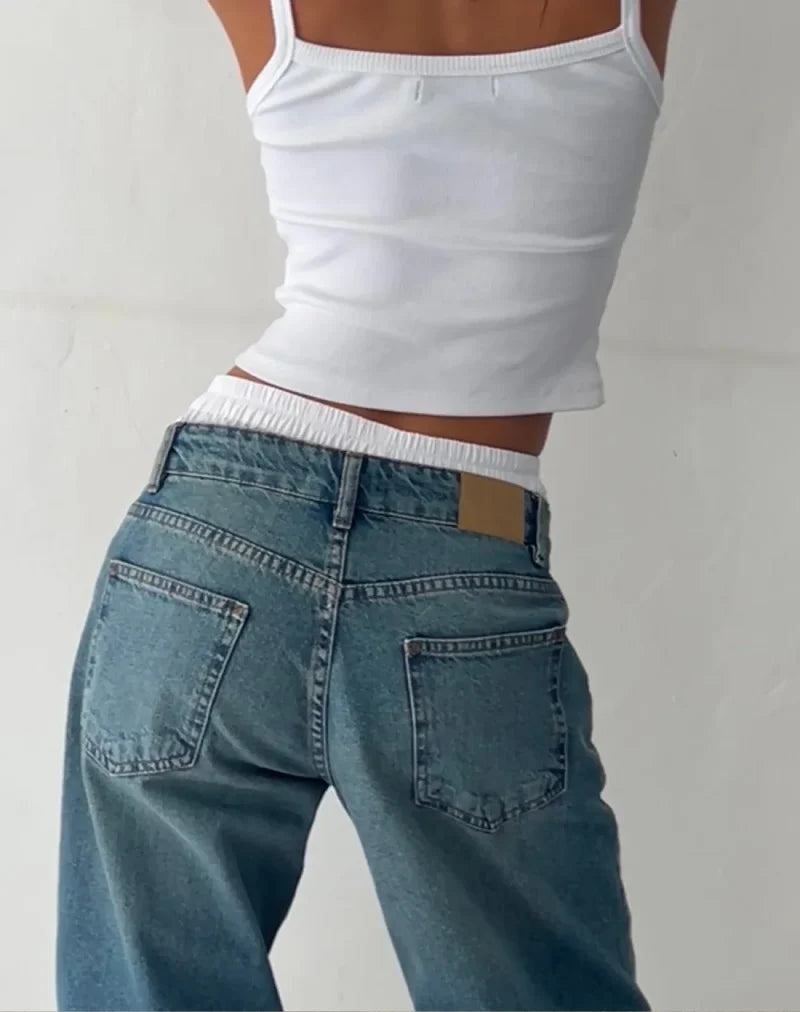 Relaxed fit low-rise wide-leg jeans