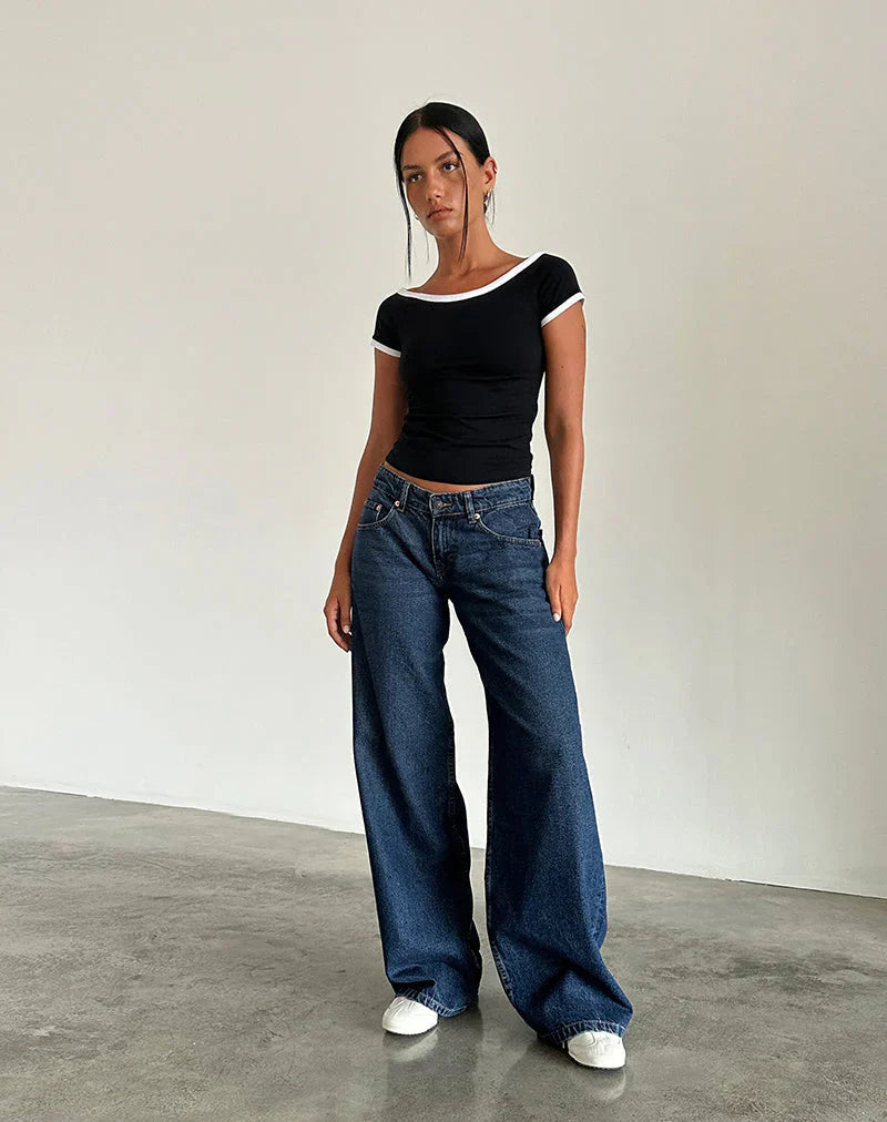 Relaxed fit low-rise wide-leg jeans
