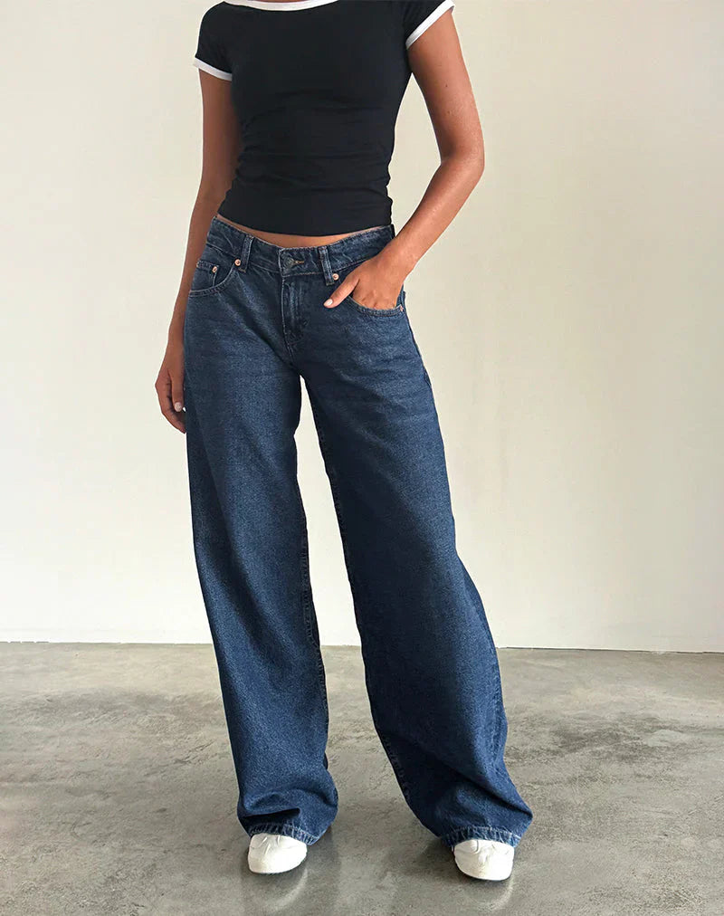 Relaxed fit low-rise wide-leg jeans
