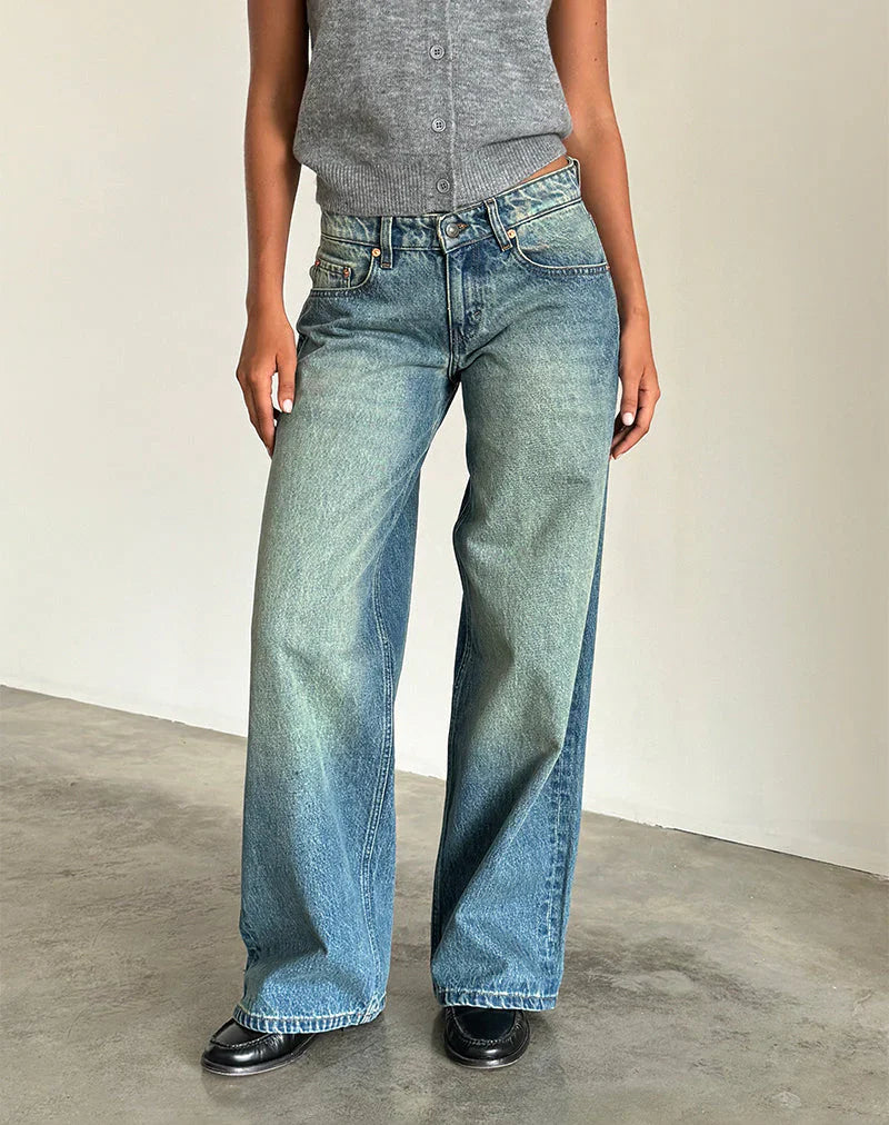 Relaxed fit low-rise wide-leg jeans