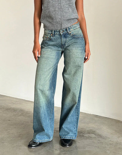 Relaxed fit low-rise wide-leg jeans