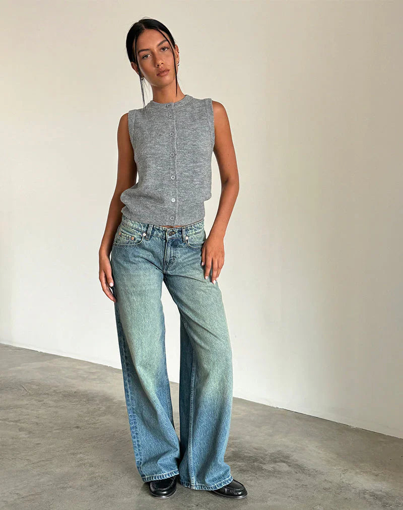 Relaxed fit low-rise wide-leg jeans