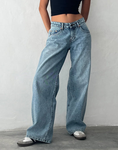 Relaxed fit low-rise wide-leg jeans