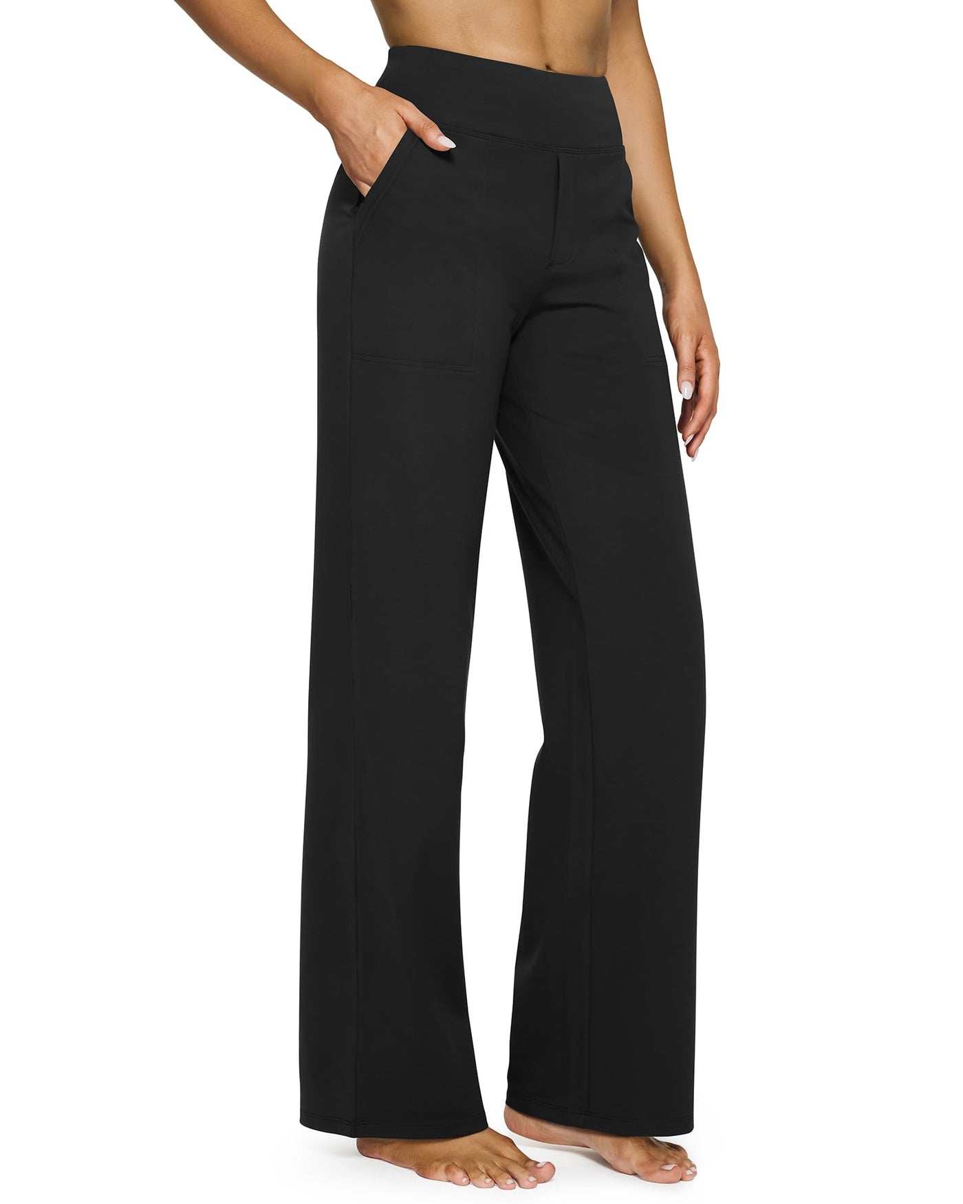High-Waist Wide Leg Pants with Pockets