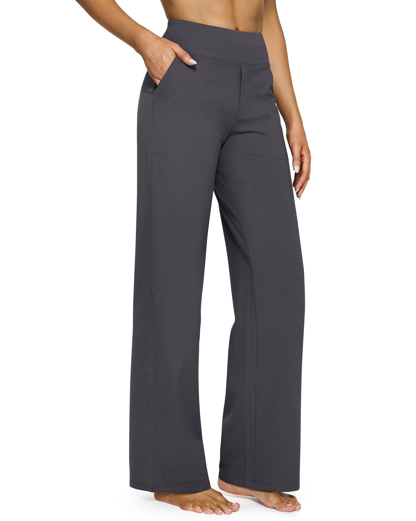 High-Waist Wide Leg Pants with Pockets