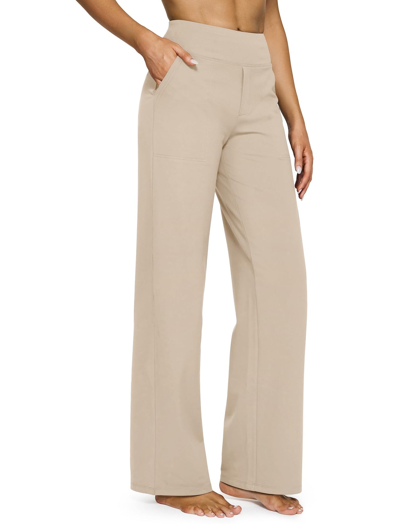 High-Waist Wide Leg Pants with Pockets