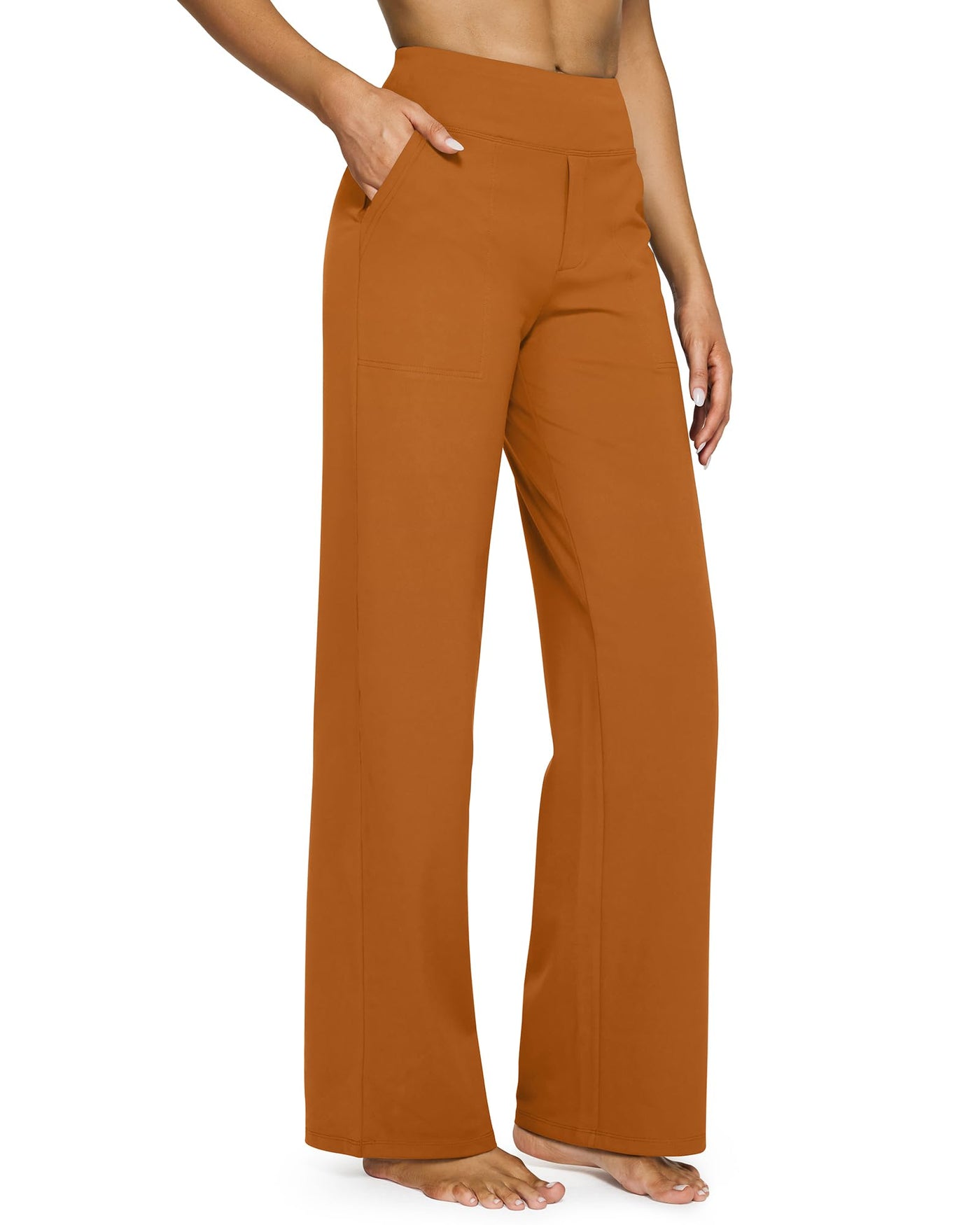 High-Waist Wide Leg Pants with Pockets