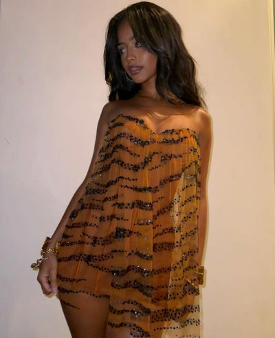 Tiger Mesh Mini Dress